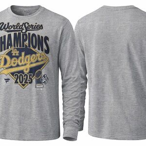 Fanatics LA Dodgers World Series Champions 2025 Grey LS Tshirt size S